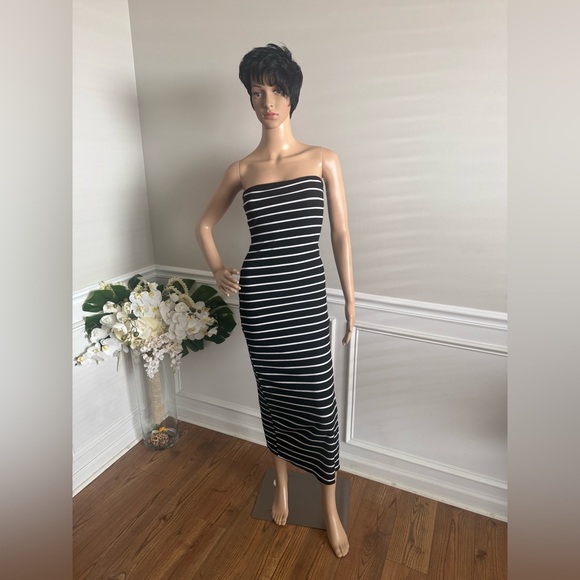 See You Monday Monochrome Strapless Dress - Picture 1 of 4